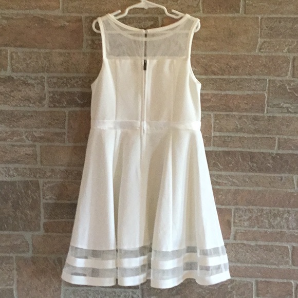 Calvin Klein White Illusion Mesh Bow Front Dress - Picture 3 of 6